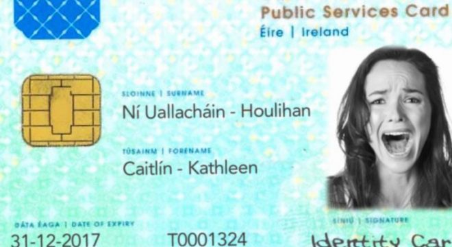 Public Services Card featuring Caitlin Ni hUallachain screaming