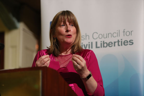 Prof Fionnuala Ni Aolain speaking at an ICCL event in Dublin, November 2018